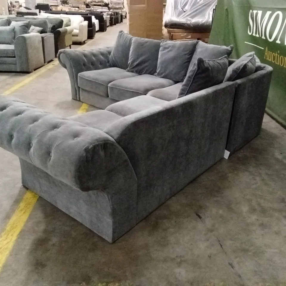 WINDSOR FABRIC SCATTER BACK CORNER GROUP SOFA - GREY RRP £1899