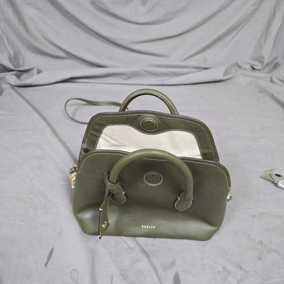 RADLEY OLIVE GREEN LEATHER HANDBAG WITH SHOULDER STRAP