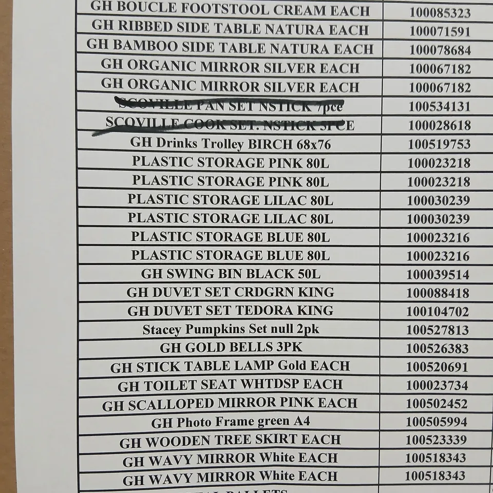 PALLET OF APPROXIMATELY 25 ASSORTED PRODUCTS TO INCLUDE; KIDS BENCH, SHOE CABINET, BOUCLE FOOTSTOOL, RIBBED SUDE TABLE, SCALLOPED MIRROR AND WAVVY MIRROR