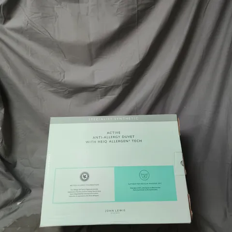 JOHN LEWIS ACTIVE ANTI-ALLERGY DUVET – SPECIALIST SYNTHETIC, HEIQ ALLERGENTECH - SINGLE 200CM X 135CM