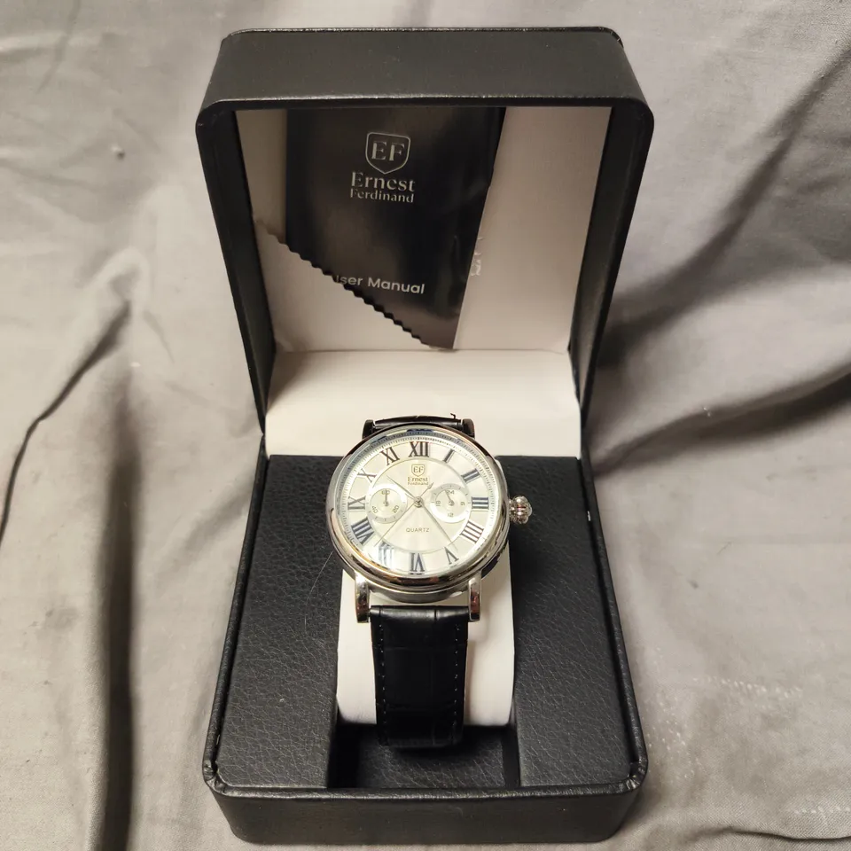 ERNEST FERDINAND WATCH – SUB DIALS – LEATHER STRAP - ROMAN NUMERALS