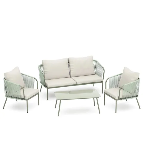 GARDEN STORIES ROPE 4 PIECE TABLE AND CHAIRS CONVERSATION SET