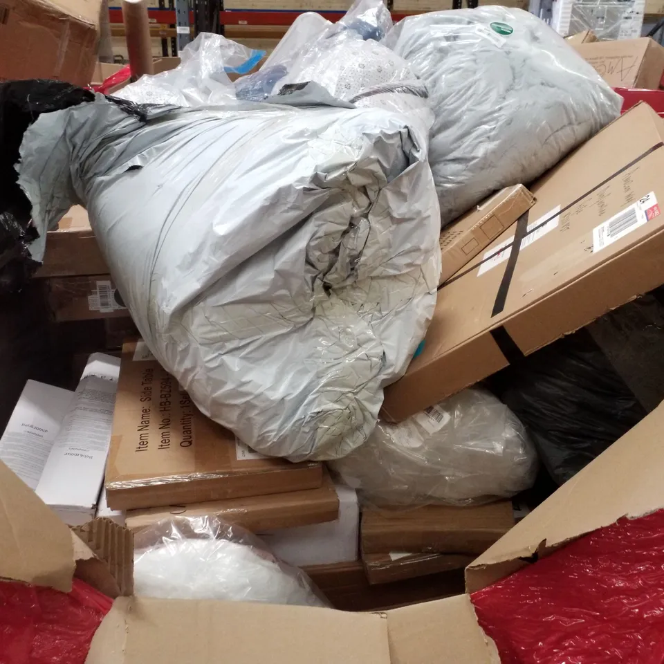 PALLET CONTAINING ASSORTED PRODUCTS INCLUDING SIDE TABLE, MULTIFUNCTIONAL BABY BOOSTER, SLEEPING BAG, BABY BATH SEAT & PET GROOMING TABLE ARM