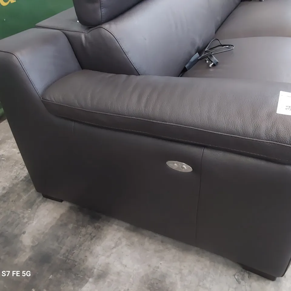 QUALITY ITALIAN DESIGNER RICCARDO POWER RECLINING THREE SEATER SOFA WITH ADJUSTABLE HEADRESTS BLACK LEATHER 