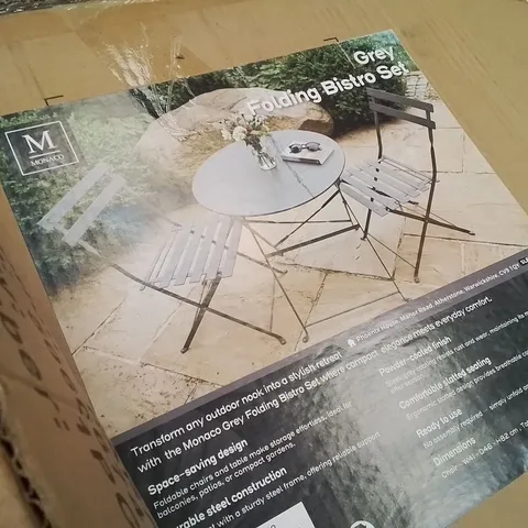 BOXED MONACO GREY FOLDING BISTRO SET
