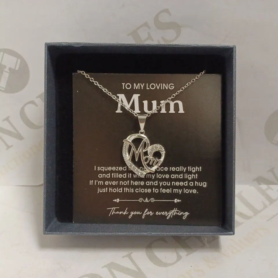 SILVER EFFECT `MOM` HEART PENDANT NECKLACE