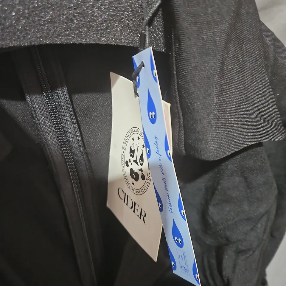 CIDER WOMEN'S BLACK WRAP-FRONT JUMPSUIT – SIZE L