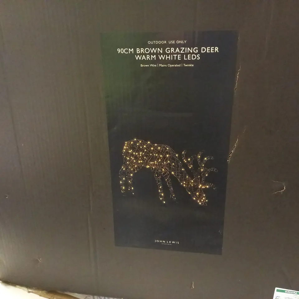 BOXED JOHN LEWIS 90cm BROWN GRAZING DEER WARM WHITE LEDS - MISSING HEAD