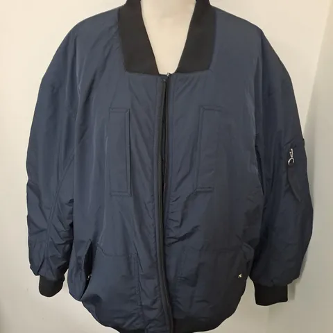 RIVER ISLAND NAVY COLLARLESS COAT - L