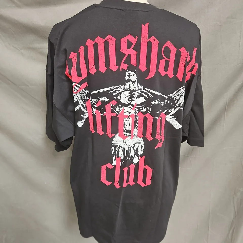 GYMSHARK LIFTING CLUB EXTREME OVERSIZED TSHIRT IN BLACK SIZE M