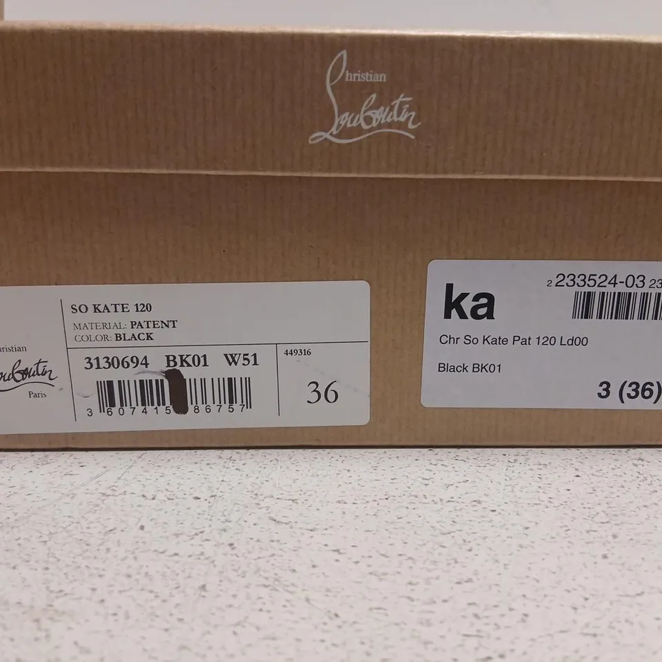 CHRISTIAN LOUBOUTIN SO KATE 120 PATENT BLACK HIGH HEELS – UK 3.5 (EU 36)