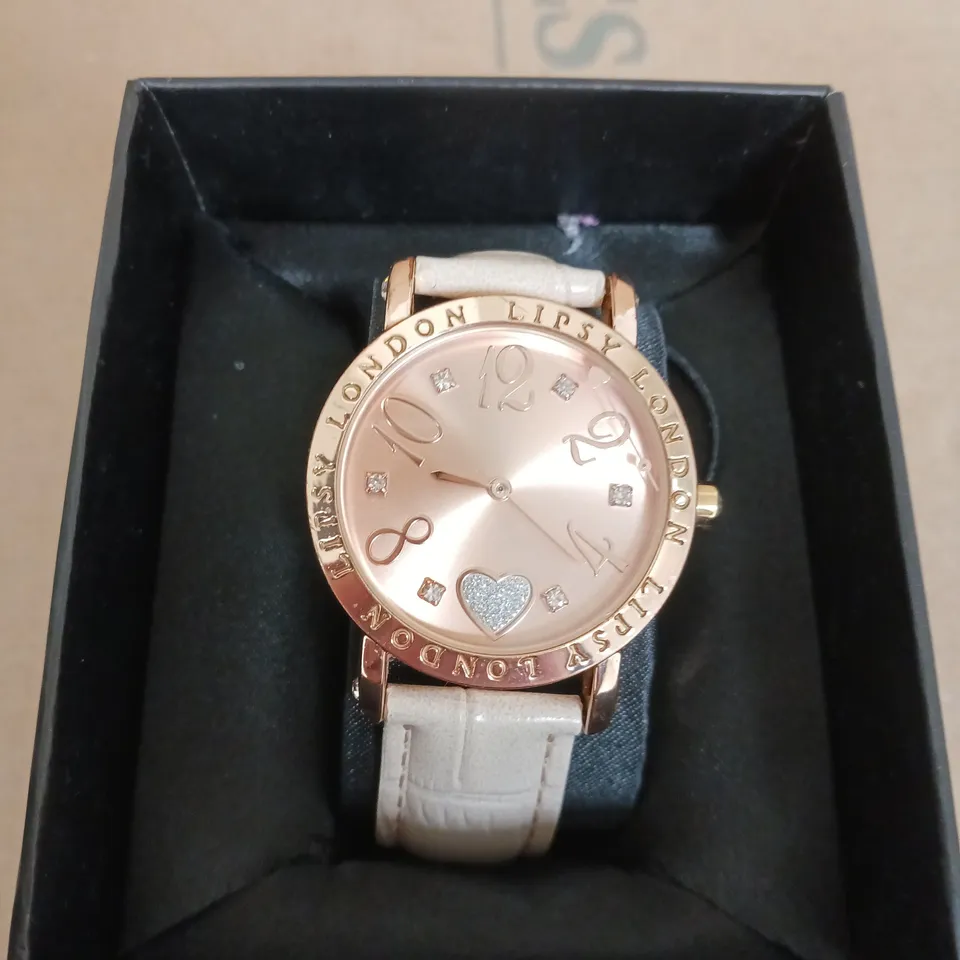 LIPSY HEART DETAIL DIAL NUDE STRAP WATCH