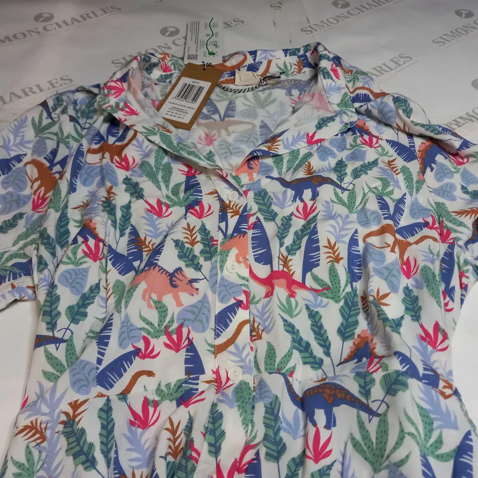 SUGARHILL LAURETTA SHIRT DRESS IN LOST DINOSAURS DESIGN - UK 16