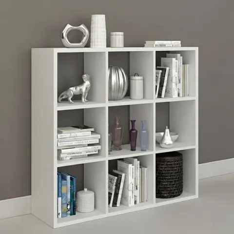 BOXED DUNELM FORTE MAURO 6 COMPARTMENT 3X3 OPEN SHELVING UNIT (2 BOXES)