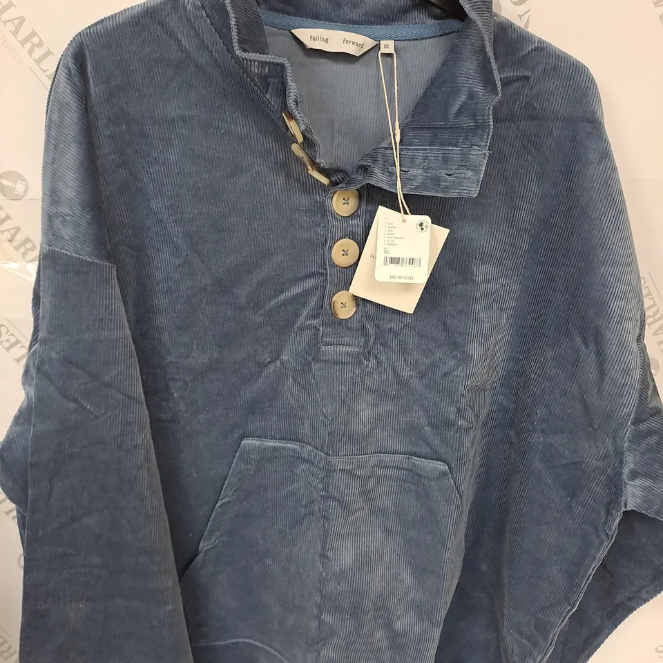 FALLING FORWARD BLUE BUTTON FRONT TOP - XL
