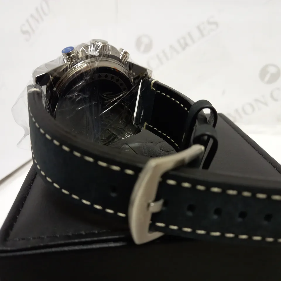 LATOR CALIBRE BLUE & BLACK CHRONO LEATHER STRAP WATCH RRP £530
