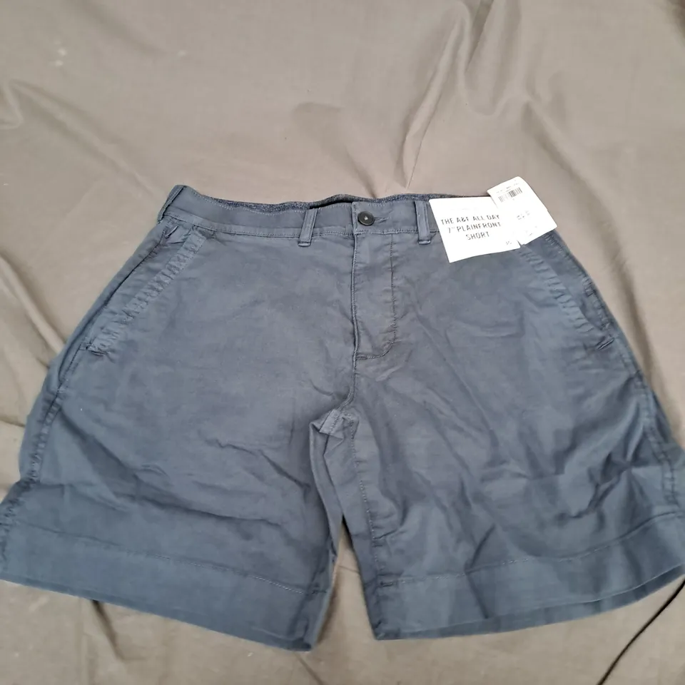 A&F ALL DAY 7" PLAINFRONT SHORTS 30" BLUE