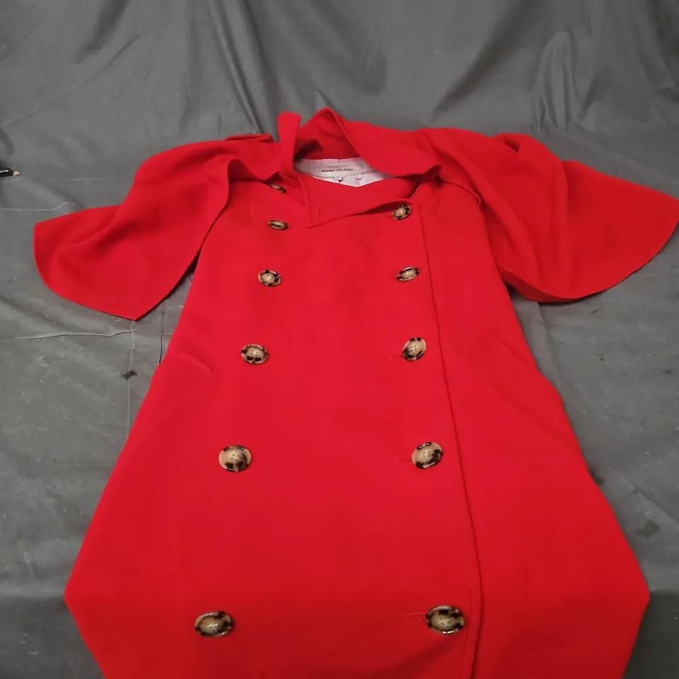 RIVER ISLAND RED DOUBLE-BREASTED COAT WITH CAPE SLEEVES – UK SIZE 10