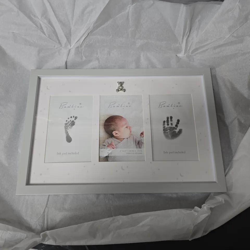 BAMBINO BABY HAND & FOOT PRINT PHOTO FRAME – WHITE, TRIPLE PRINT SLOTS
