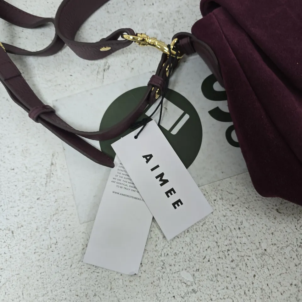 AIMEE SUEDE EFFECT CANVAS BAG BURGUNDY