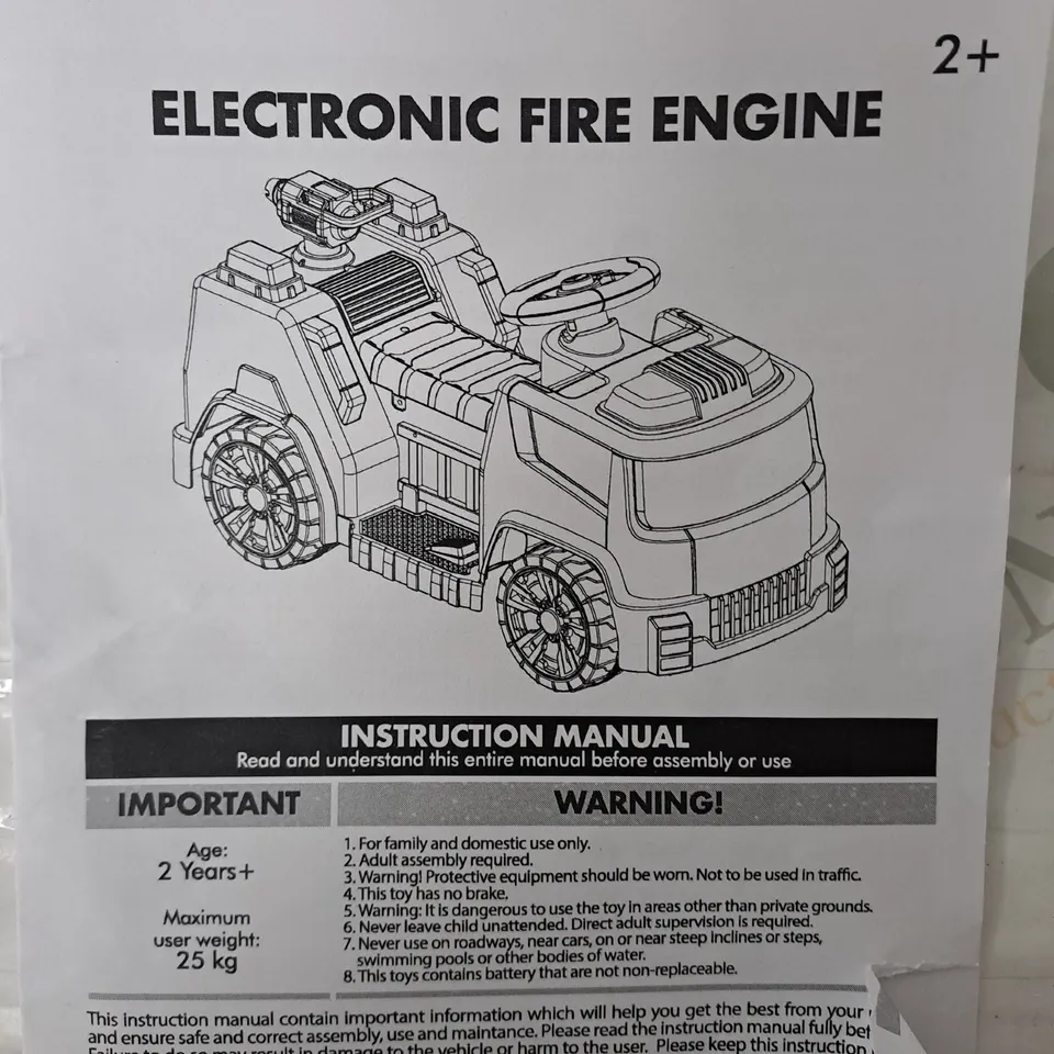 BOXED EVO ELECTRONIC 6V RIDE-ON FIRE ENGINE RRP £80