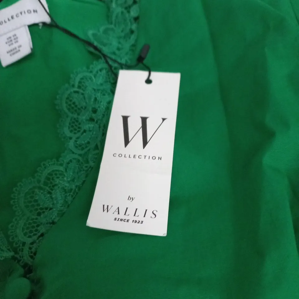 WALLIS W COLLECTION PETITE COTTON CUTWORK DETAIL MIDI DRESS – GREEN, UK 14