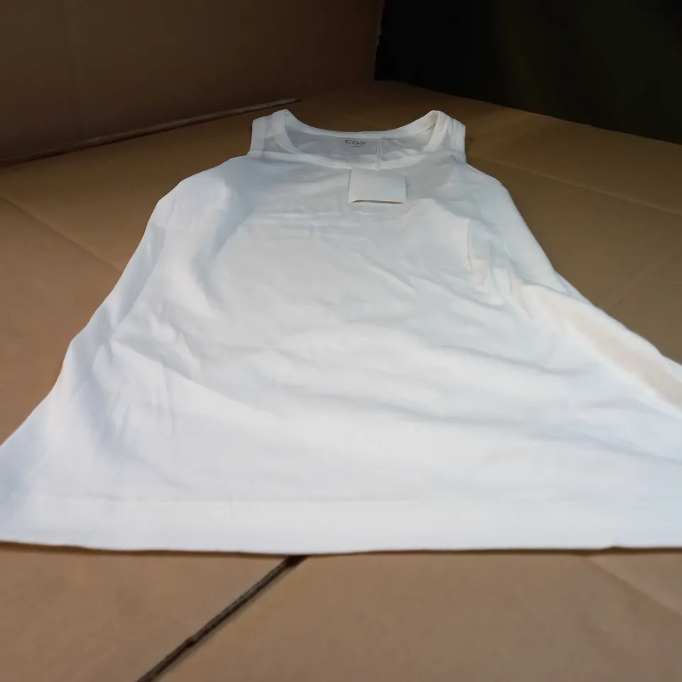 COS CREAM RIBBED VEST TOP - LARGE