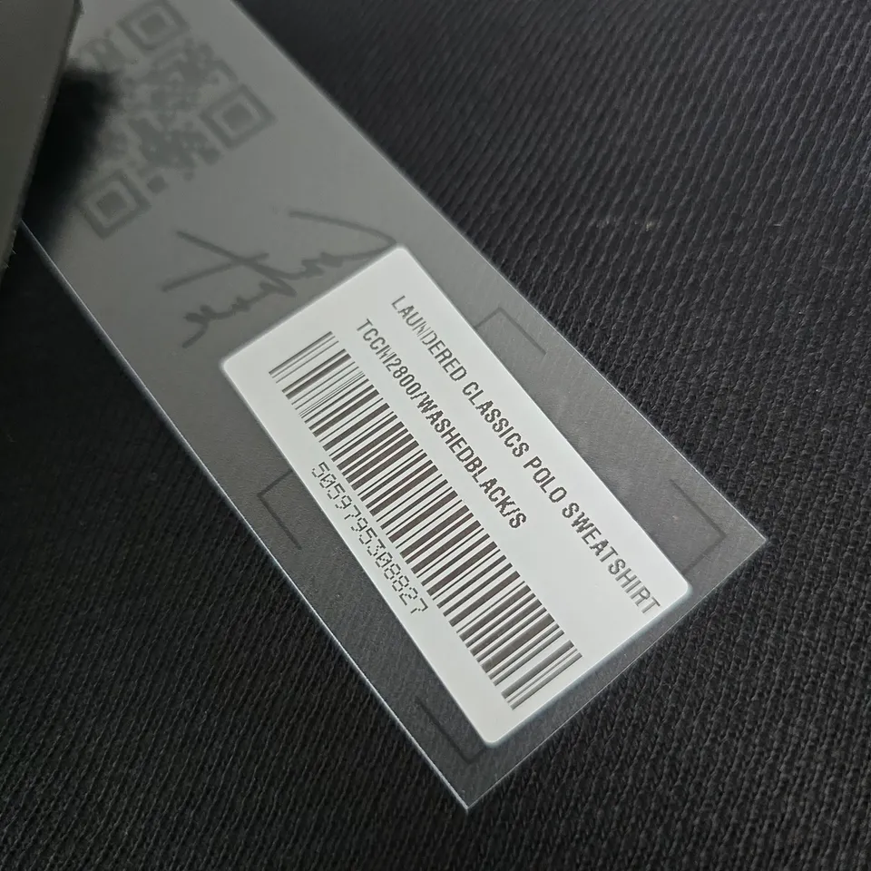 THE COUTURE CLUB LAUNDERED CLASSICS POLO SWEATSHIRT – BLACK SIZE M 