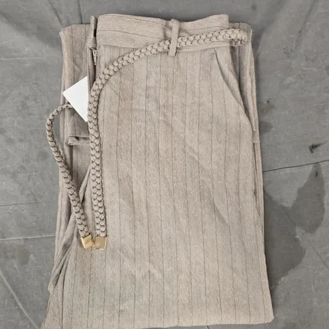 ZARA PINSTRIPE TROUSERS IN TAUPE SIZE MEDIUM