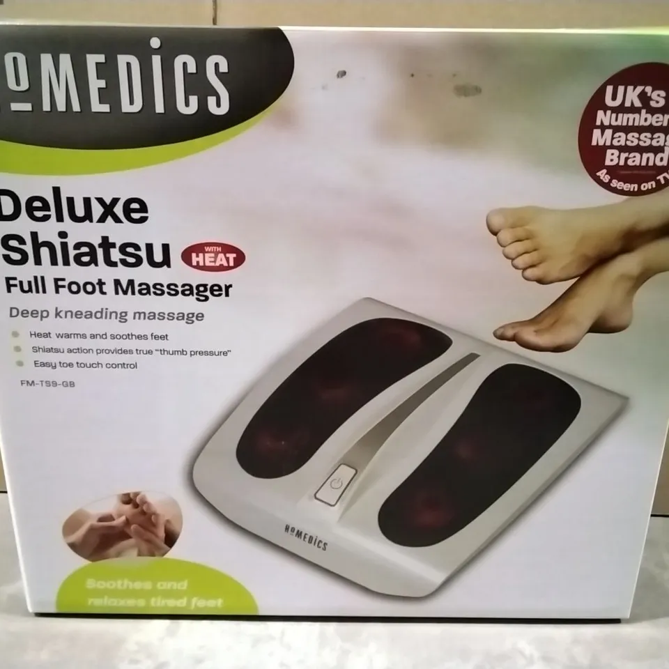 BOXED HOMEDICS DELUXE SHIATSU FOOT MASSAGER WITH HEAT FM-TS9-GB