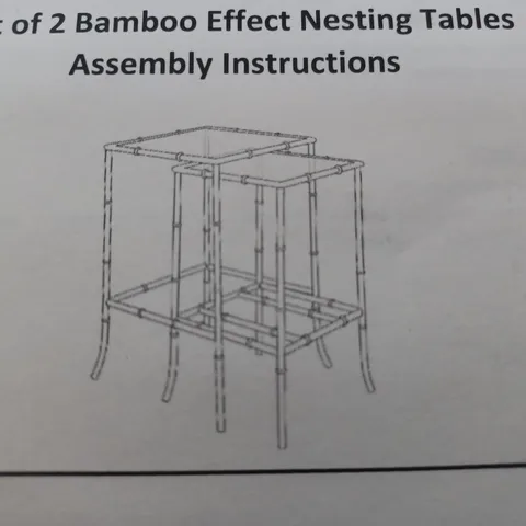BOXED SET OF 2 BAMBOO EFFECT NESTING TABLES 