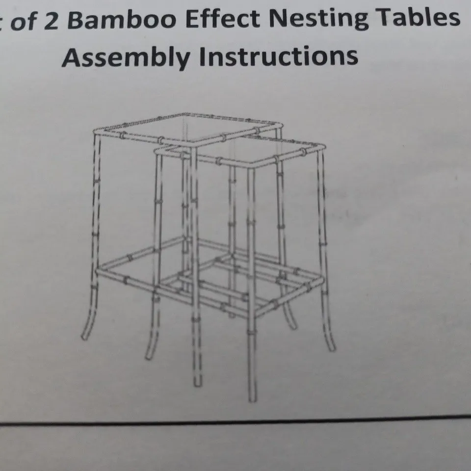 BOXED SET OF 2 BAMBOO EFFECT NESTING TABLES 