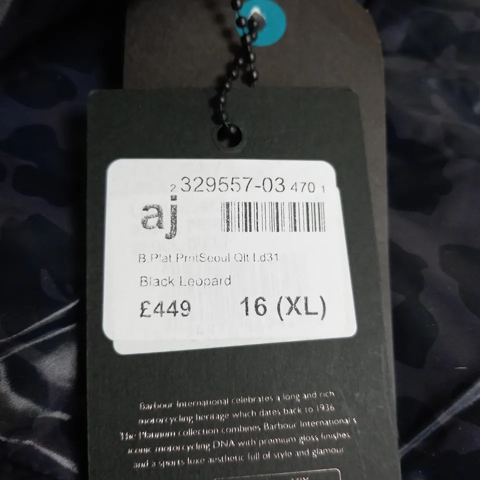 BARBOUR PLATINUM LEOPARD PRINT COAT SIZE 16