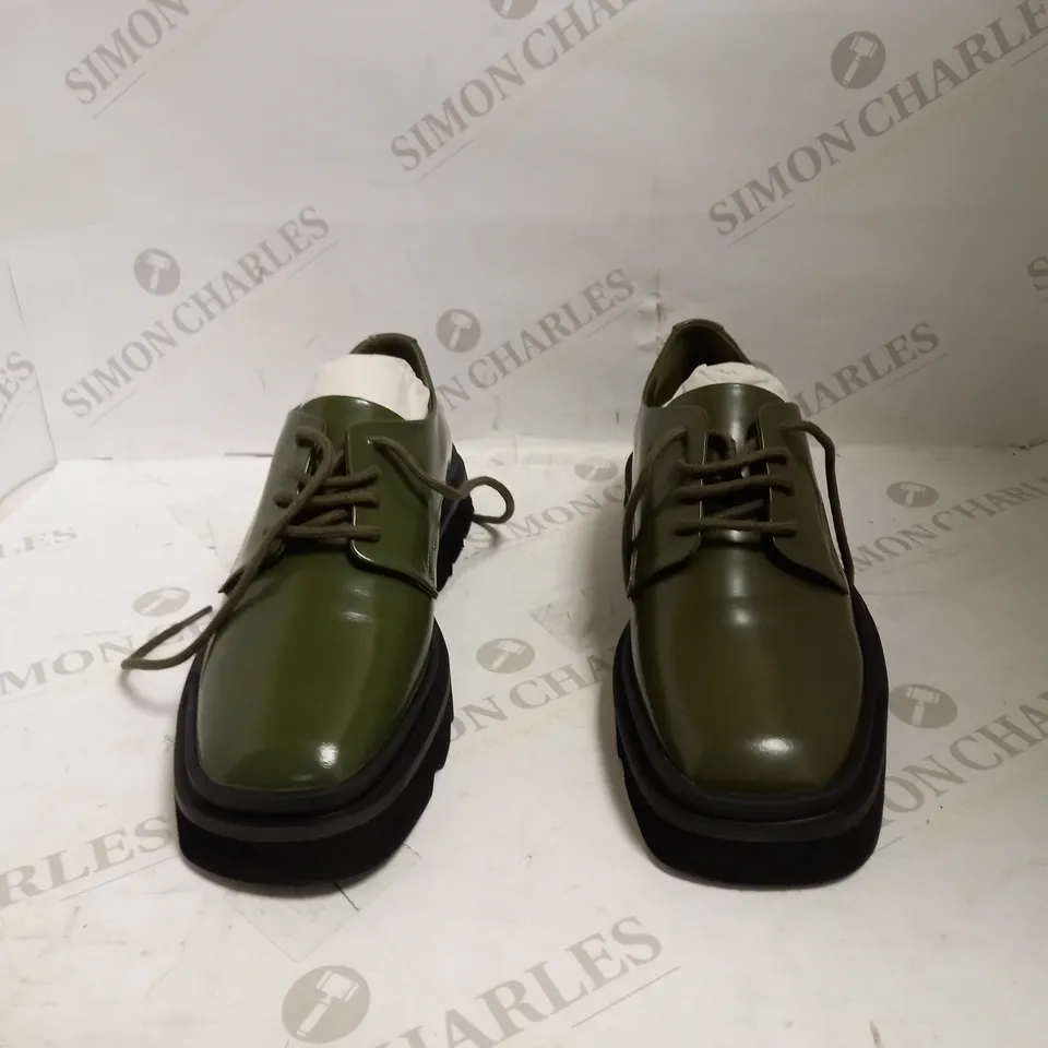 MAEVE ANTHROPOLOGIE LACE UP SQUARE O KHAKI SIZE 38EU