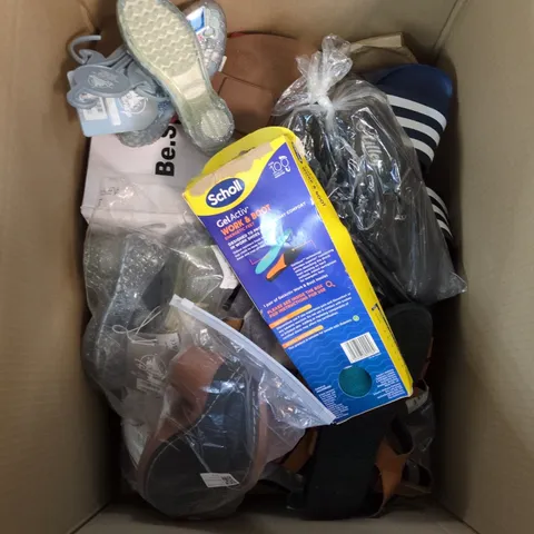 BOX CONTAINING A MIX OF APPROXIMATELY 10 PAIRS OF SHOES, SANDALS, FLIP-FLOPS ETC.