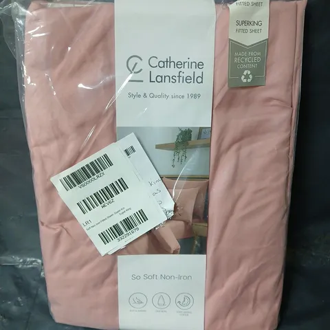 CATHERINE LANSFIELD SOFT NON IRON FITTED SHEET - PINK - SUPER KING