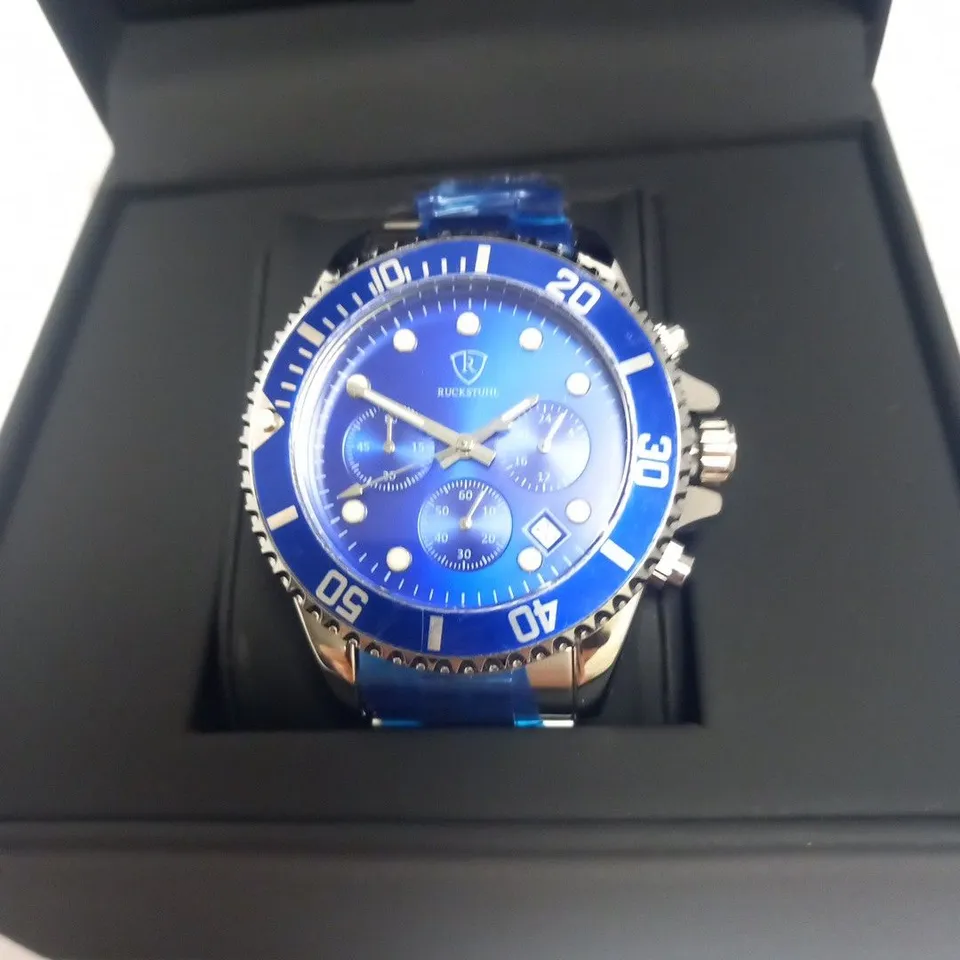 MENS RUCKSTUHL CHRONOGRAPH 8829 WATCH – BLUE DIAL - STAINLESS STEEL STRAP – 3ATM WATER RESISTANT – DATE FUNCTION- RRP £560