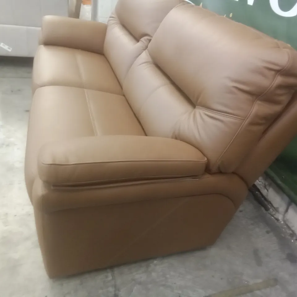 DESIGNER G PLAN MADE SEATTLE 3 SEATER SOFA - CAMBRIDGE TAN LEATHER