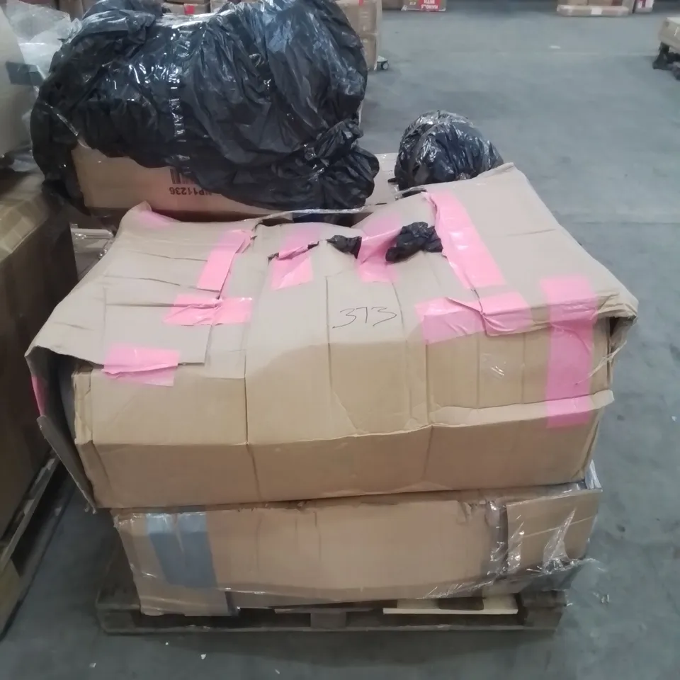 PALLET CONTAINING VARIOUS INCOMPLETE BOXED FURNITURE PARTS AND OTHER HOUSEHOLD ITEMS ETC.