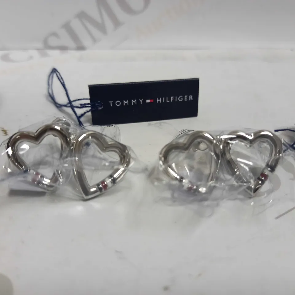LOT OF 2 PAIRS TOMMY HILFIGER HEART LOGO EARRINGS RRP £78