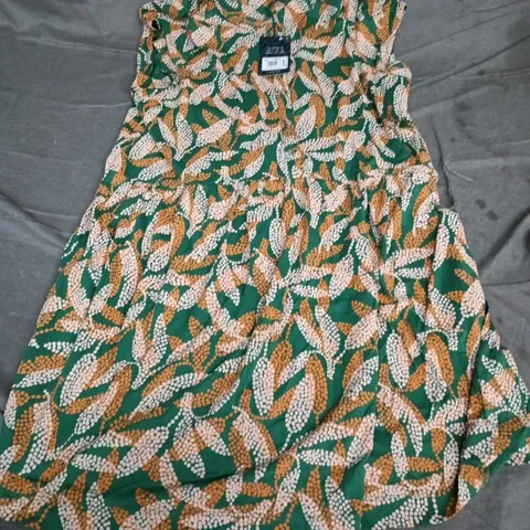 WHITE STUFF EVERLY JERSEY SHIRT DRESS – GREEN PRINT, PETITE UK 14P