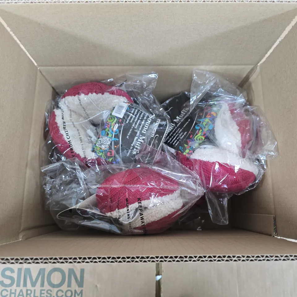 BOZX OF APPROXIMATELY 5 MAXIM AUDIO SOUND MUFFS WITH BUILT-IN SPEAKERS – PINK -  3.5MM JACK