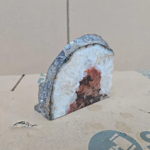 AGATE GEODE SLICE β DECORATIVE MINERAL SPECIMEN