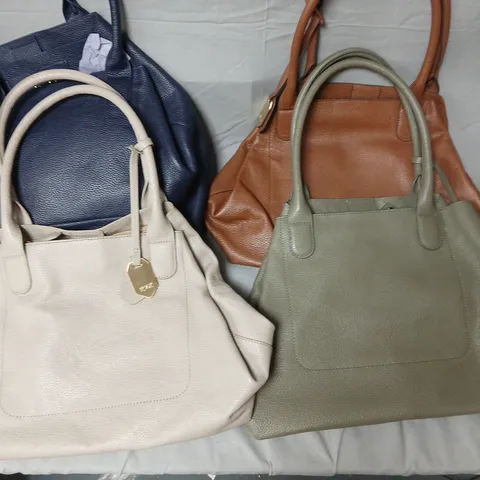 LOT OF 4 RUTH LANGSFORD LEATHER EFFECT HANDBAGS WITH PURSES IN VARIOUS COLOURS
