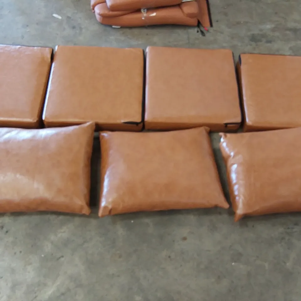 BROWN LEATHER SOFA CUSHIONS (2 ITEMS)