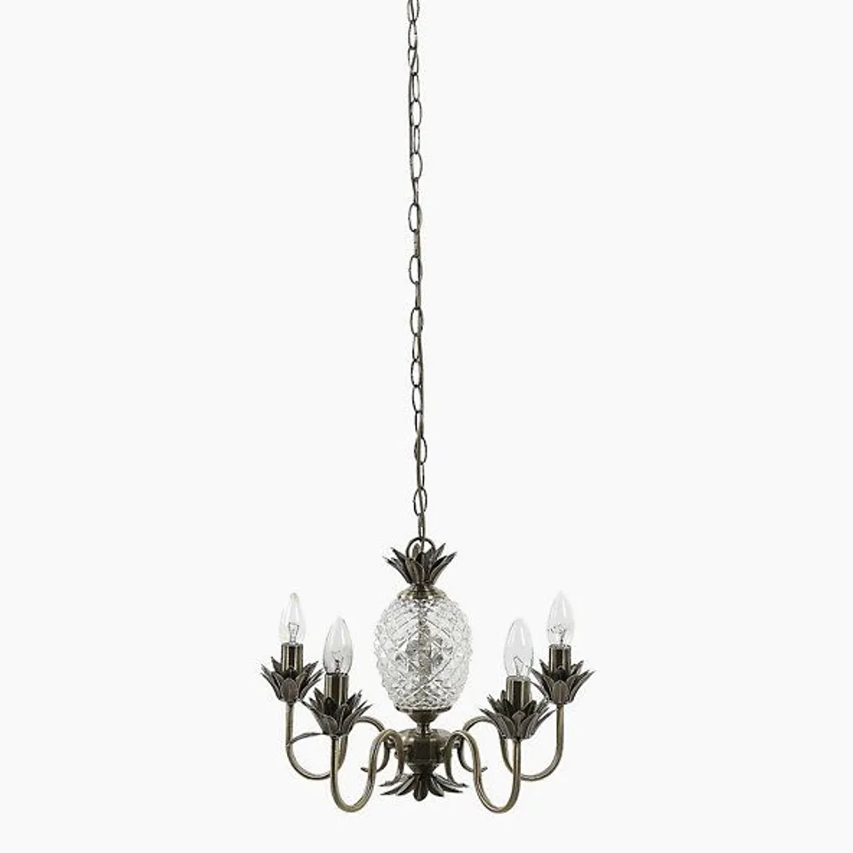 M&S PUERTO 5 LIGHT ANTIQUE BRASS CHANDELIER 