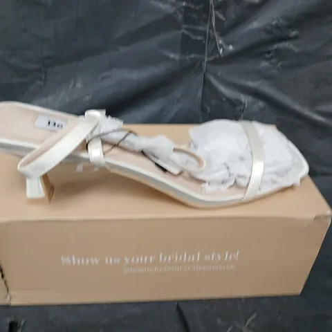 BOXED PAIR OF BE MINE BRIDAL OAKLEY KITTEN HEEL SANDALS - UK SIZE 7