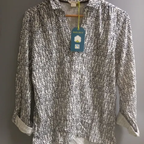 THE WHITE STUFF BLACK AND WHITE SHIRT SIZE 16