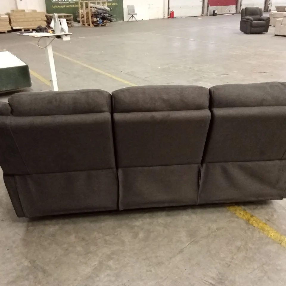ALBION FABRIC 3 SEATER HIGH BACK MANUAL RECLINER SOFA - CHARCOAL RRP £749