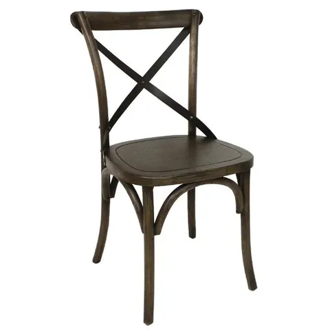 BOXED BOLERO BENTWOOD DINING CHAIRS WITH METAL CROSS BACK WALNUT (2 PACK)